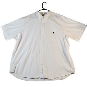 Ralph Lauren Mens White Short‎ Sleeve Button Down Shirt Big Tall 3XB
